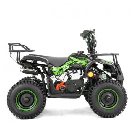 Mini atv XTR M7, roti 6 inch, 50cc, 2 timpi, pornire la sfoara, culoare negru/verde [4]