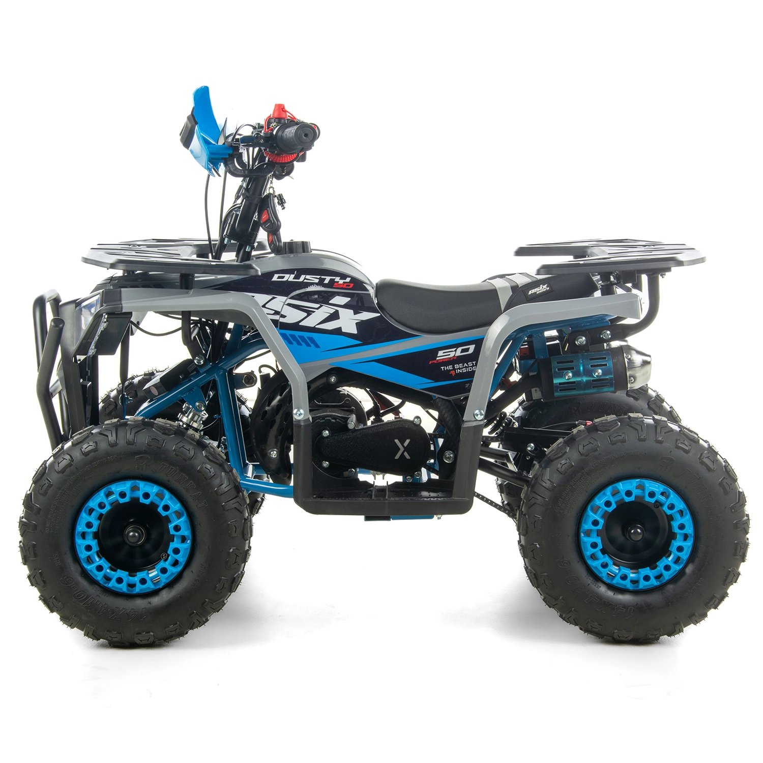 Mini atv Asix Dusty, roti 6inch, 50cc, 2 timpi, pornire electromotor, culoare gri/albastru [5]