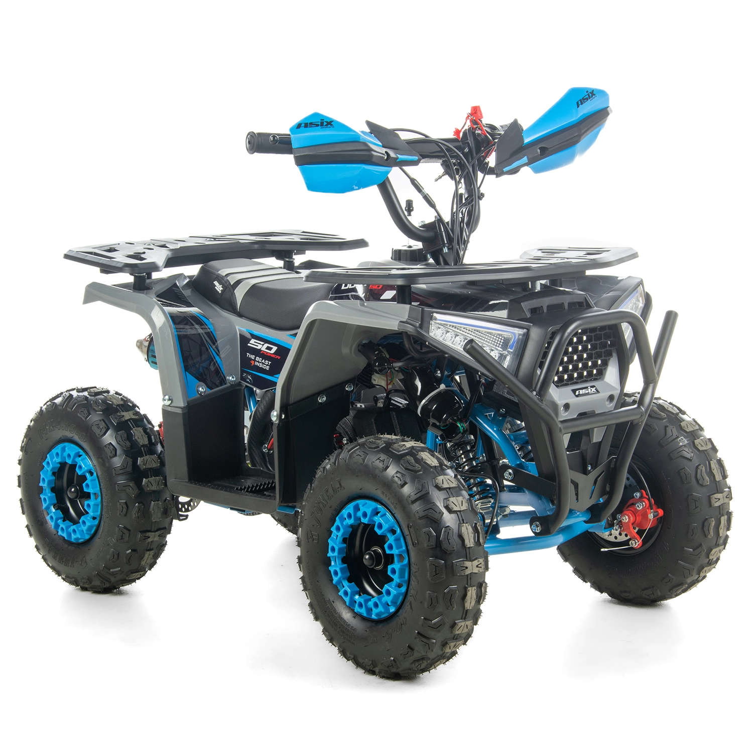 Motociclete & ATV - Mini atv Asix Dusty, roti 6inch, 50cc, 2 timpi, pornire electromotor, culoare gri/albastru