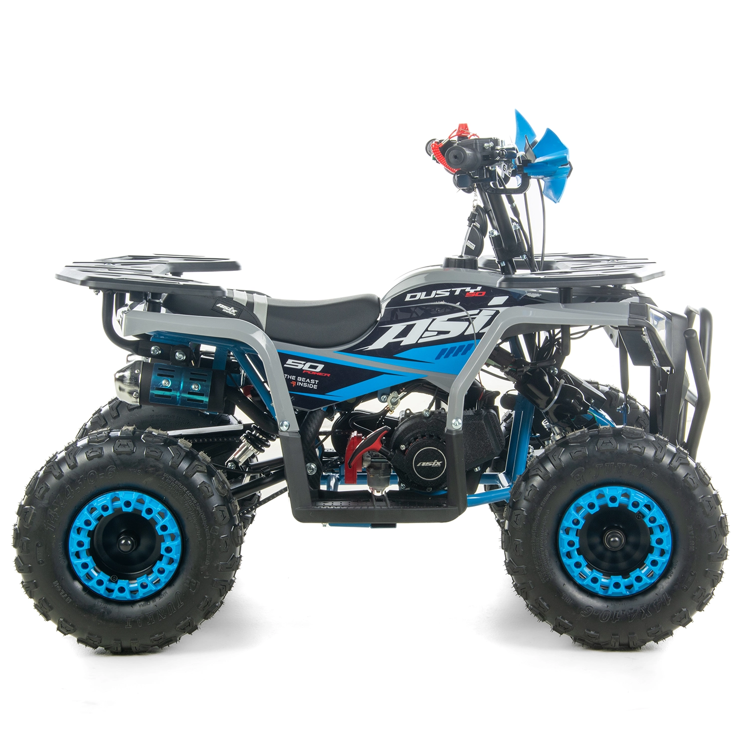 Mini atv Asix Dusty, roti 6inch, 50cc, 2 timpi, pornire electromotor, culoare gri/albastru [3]