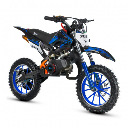 Motociclete & ATV - Mini Cross XTR 701, 50cc, 2 timpi, pornire electromotor, roti 10 inch, culoare negru/albastru