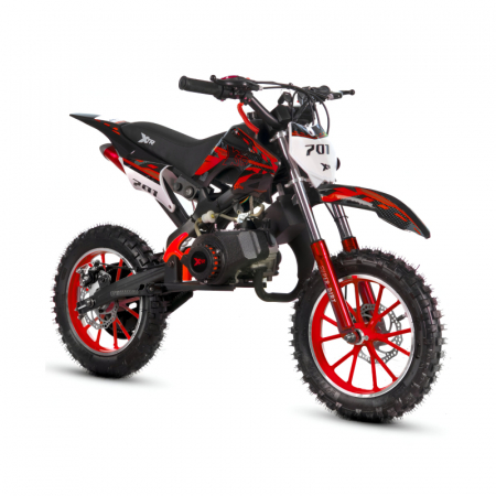Motociclete & ATV - Mini Cross XTR 701, 50cc, 2 timpi, pornire sfoara, roti 10 inch, culoare negru/rosu