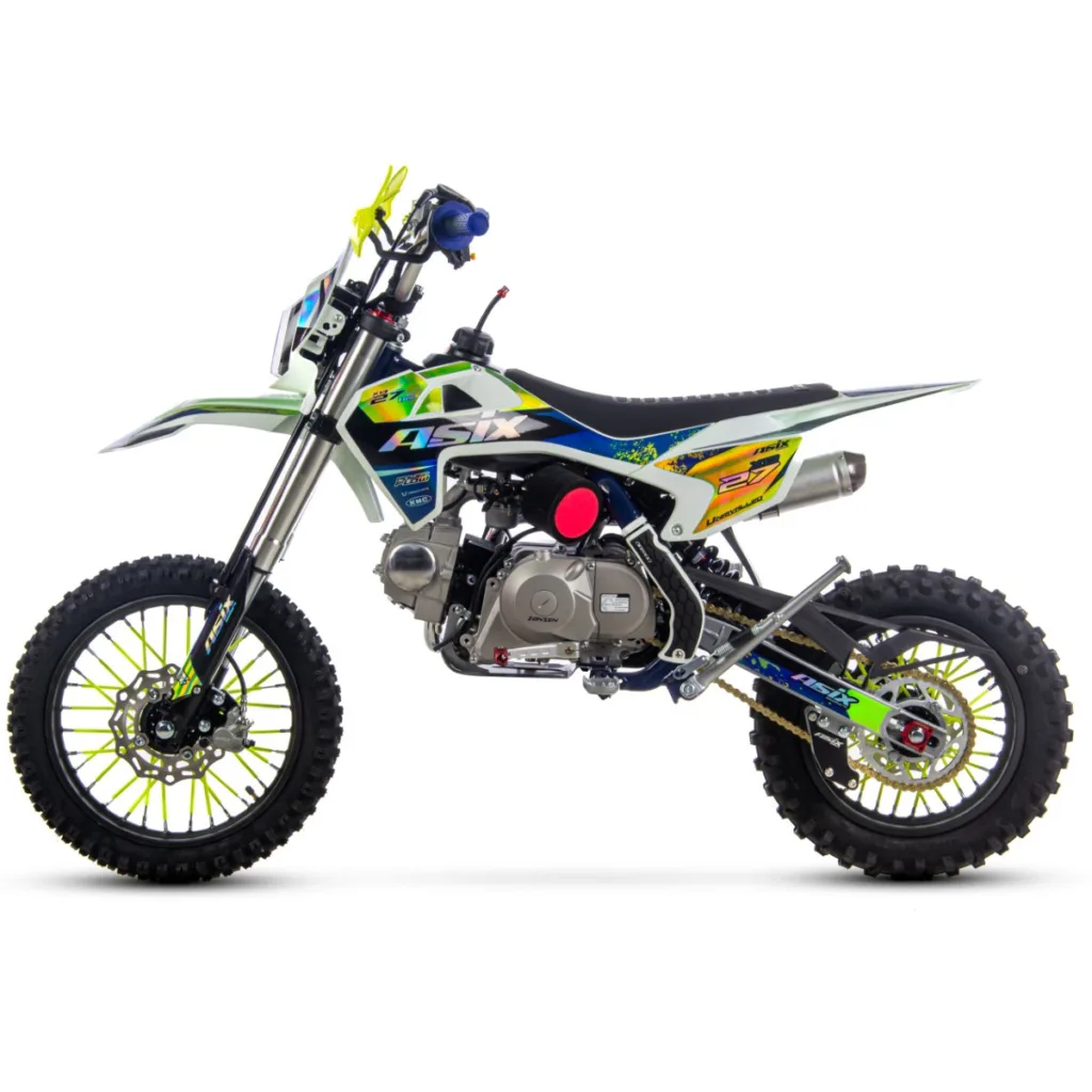 Motocicleta cross copii,Asix XB27 110cc,14/12,far,pornire electromotor,automat,negru-portocaliu -verde [4]