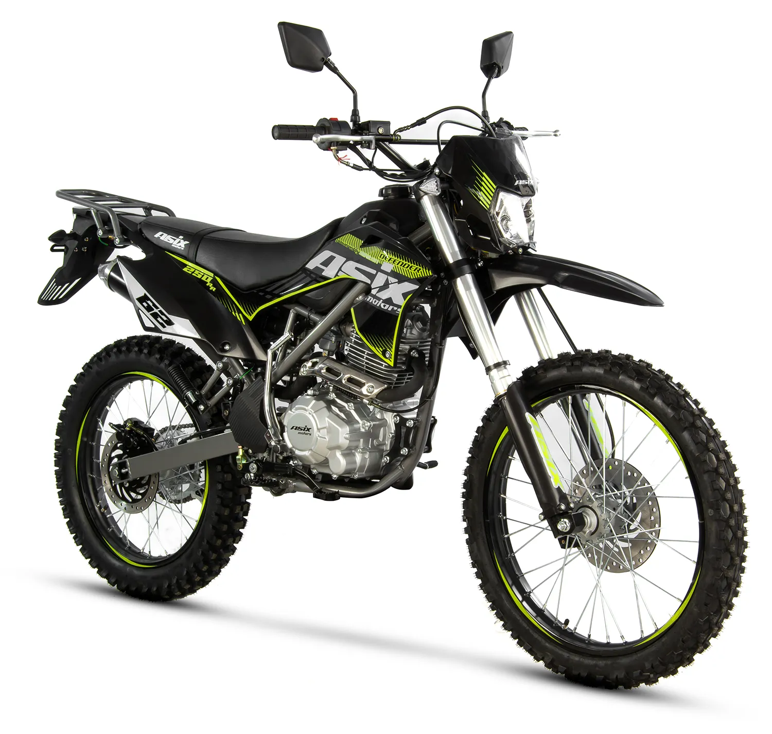 Motociclete & ATV - Motocicleta Cross/Enduro Asix Defender XB82, 250cc, roti 21/18", culoare negru/lime, pornire electric/picior
