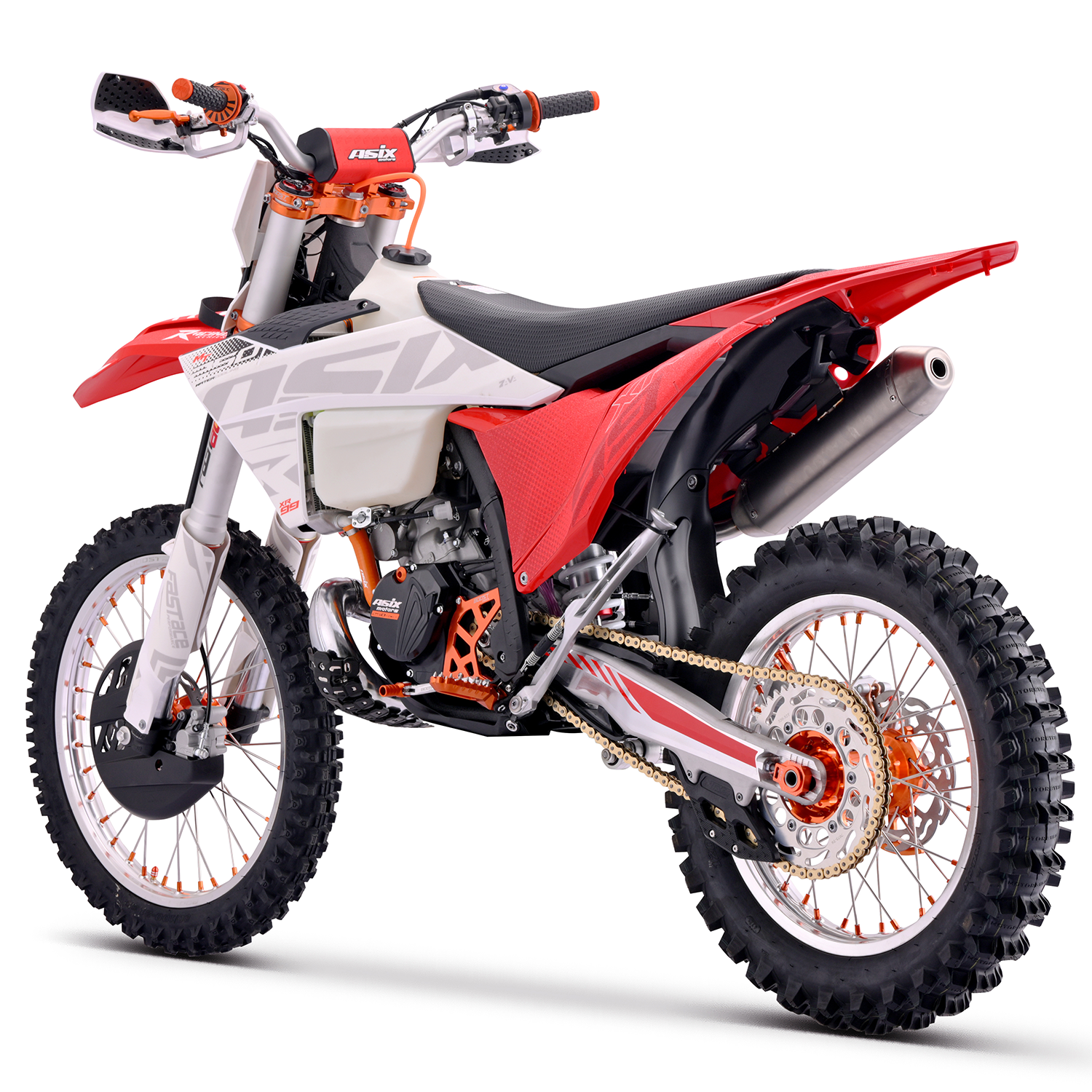 Motocicleta Cross/Enduro Asix XR99 2T, 250cc, roti 21/18", pornire electric, racire apa, culoare alb/rosu [2]