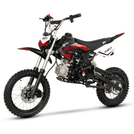 Motociclete & ATV - Motocicleta Cross/Enduro copii 4T XTR 607, 125cc, roti 17/14, pornire pedala, culoare negru/rosu
