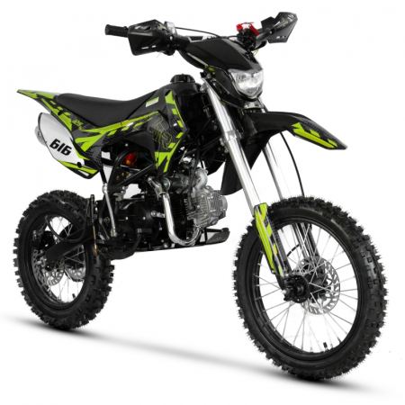 Motocicleta Cross/Enduro copii 4T XTR 616, 125cc, roti 17/14, pornire electric + pedala, culoare negru/lime [5]