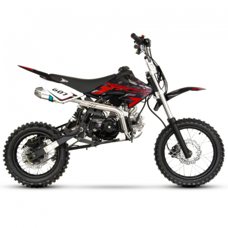 Motocicleta Cross/Enduro copii 4T XTR 607M, 125cc, roti 14/12, pornire pedala starter, pedala schimbator, culoare negru/rosu [4]