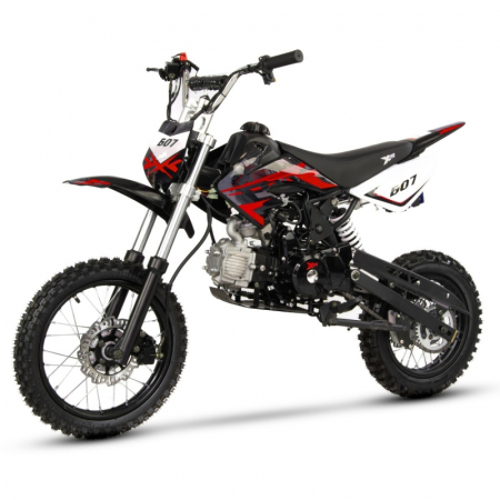 Motociclete & ATV - Motocicleta Cross/Enduro copii 4T XTR 607M, 125cc, roti 14/12, pornire pedala starter, pedala schimbator, culoare negru/rosu