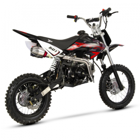 Motocicleta Cross/Enduro copii 4T XTR 607M, 125cc, roti 14/12, pornire pedala starter, pedala schimbator, culoare negru/rosu [3]