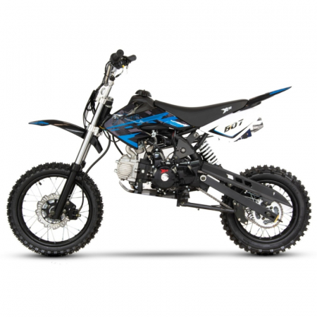 Motocicleta Cross/Enduro copii 4T XTR 607M, 125cc, roti 14/12, pornire pedala starter, pedala schimbator, culoare negru/albastru [1]