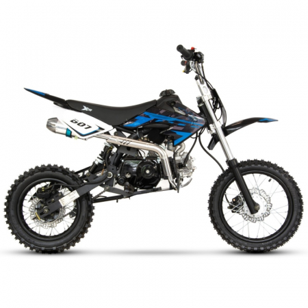 Motocicleta Cross/Enduro copii 4T XTR 607M, 125cc, roti 14/12, pornire pedala starter, pedala schimbator, culoare negru/albastru [4]