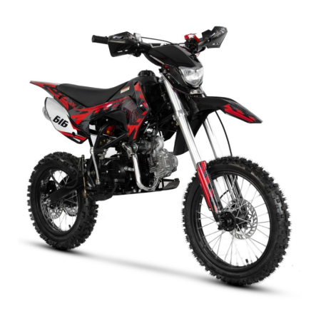 Motocicleta Cross/Enduro copii 4T XTR 616, 150cc, roti 19/16, cu far, pornire electromotor, culoare negru/rosu [5]