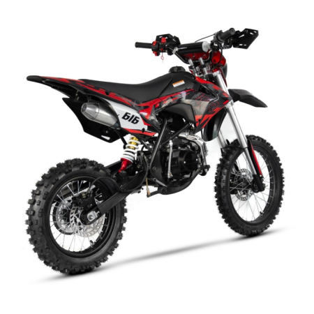 Motocicleta Cross/Enduro copii 4T XTR 616, 150cc, roti 19/16, cu far, pornire electromotor, culoare negru/rosu [3]