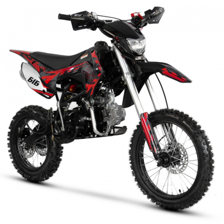 Motociclete & ATV - Motocicleta Cross/Enduro copii 4T XTR 616, 125cc, roti 17/14, pornire electric + pedala, culoare negru/rosu