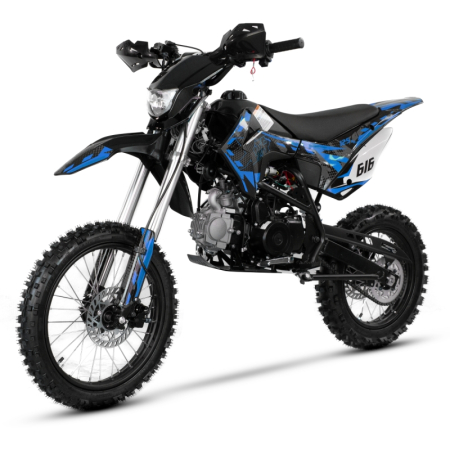 Motocicleta Cross/Enduro copii, XTR 616, 125cc, roti 14/17, cu far, pornire electromotor, culoare negru/albastru [5]