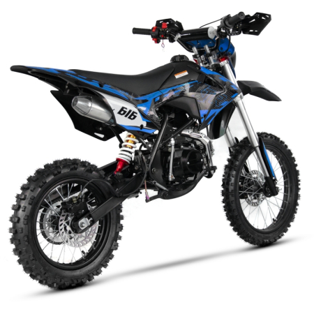 Motocicleta Cross/Enduro copii, XTR 616, 125cc, roti 14/17, cu far, pornire electromotor, culoare negru/albastru [2]