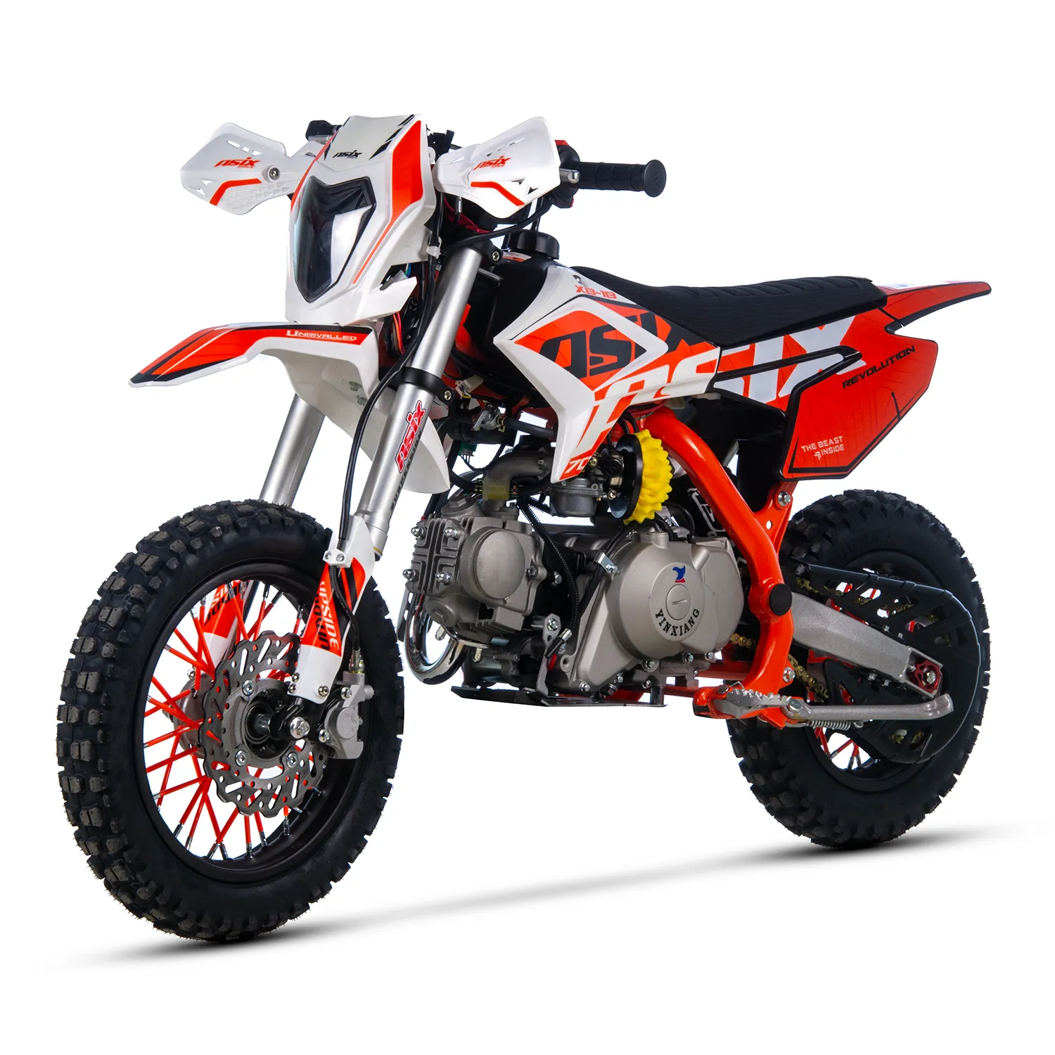 Motocicleta Enduro/Cross Asix XB18, 70cc, 4T, roti 12"/10", pornire electromotor, culoare portocaliu-gri [5]