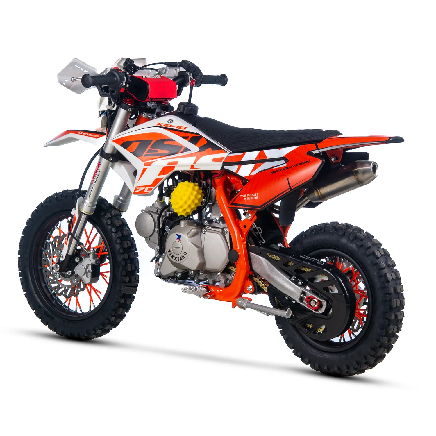 Motocicleta Enduro/Cross Asix XB18, 70cc, 4T, roti 12"/10", pornire electromotor, culoare portocaliu-gri [3]