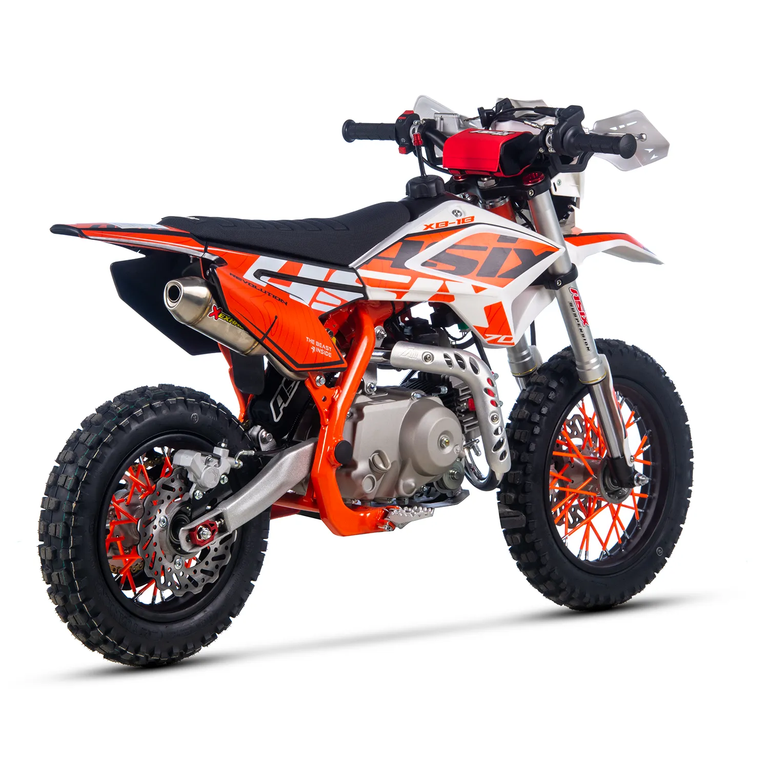Motocicleta Enduro/Cross Asix XB18, 70cc, 4T, roti 12"/10", pornire electromotor, culoare portocaliu-gri [2]