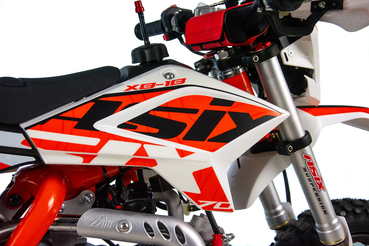 Motocicleta Enduro/Cross Asix XB18, 70cc, 4T, roti 12"/10", pornire electromotor, culoare portocaliu-gri [16]