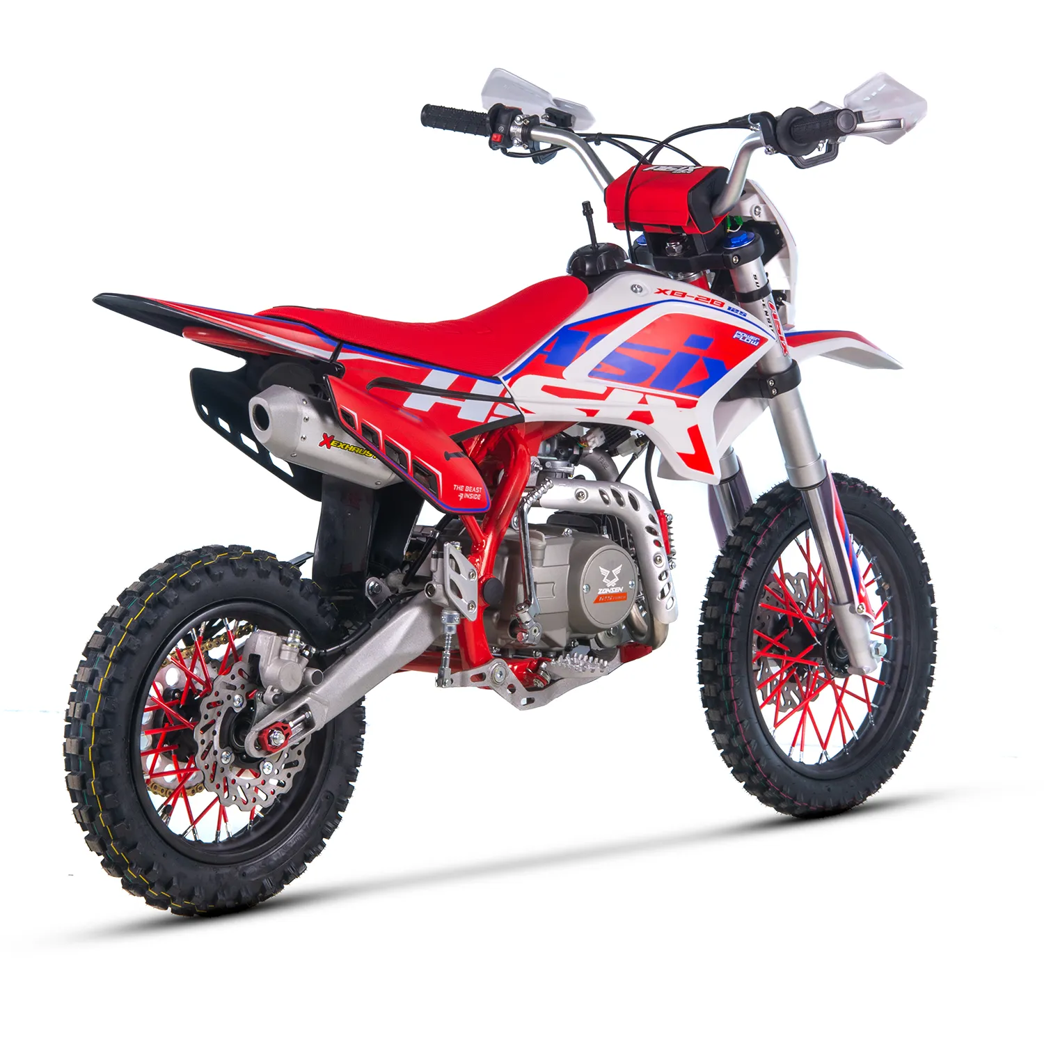 Motocicleta Enduro/Cross Asix XB28 125cc, 4T, roti 14"/12", cu far, pornire electromotor, culoare rosu/albastru [2]