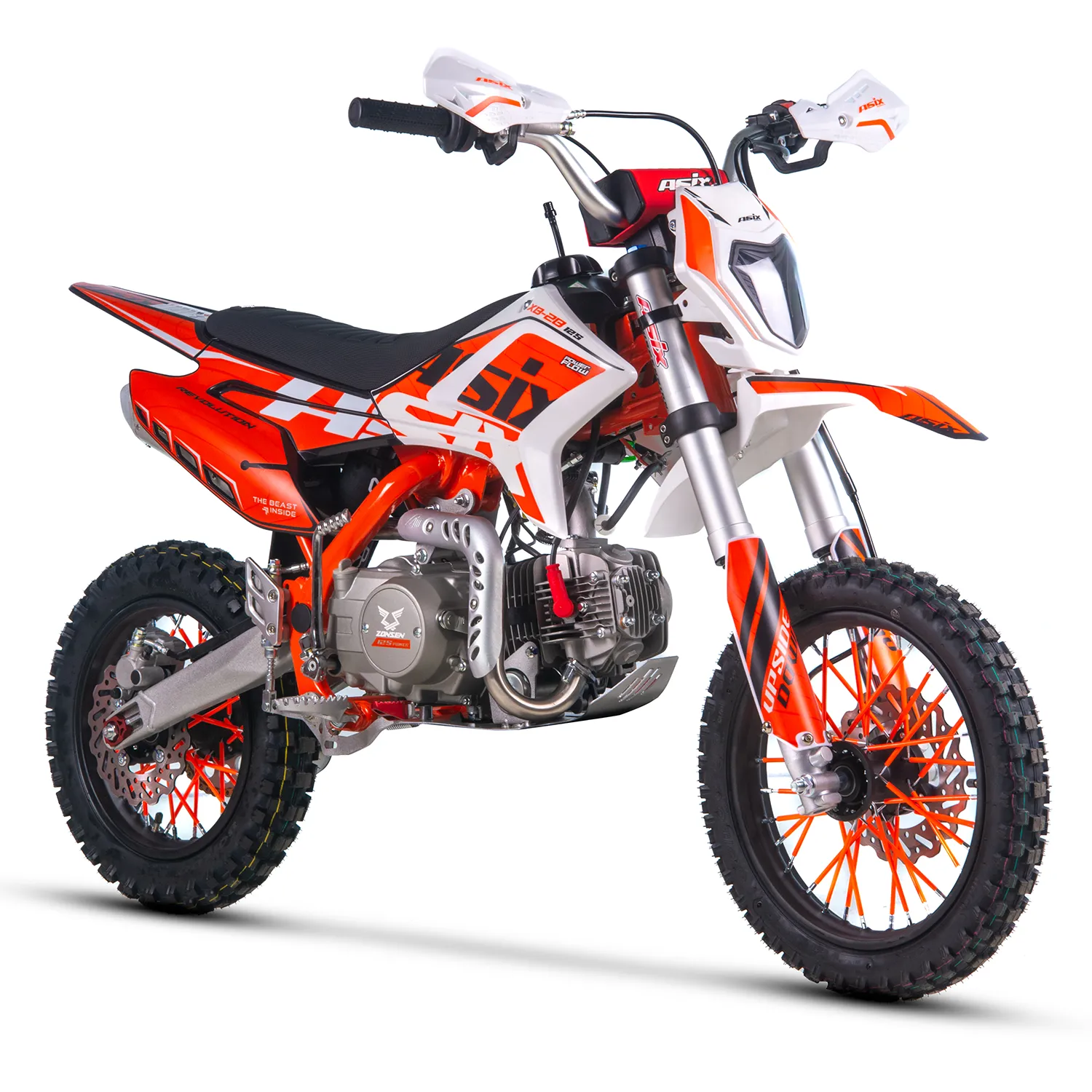 Motociclete & ATV - Motocicleta Enduro/Cross Asix XB28 125cc, 4T, roti 14"/12", cu far, pornire electromotor, culoare portocaliu/gri