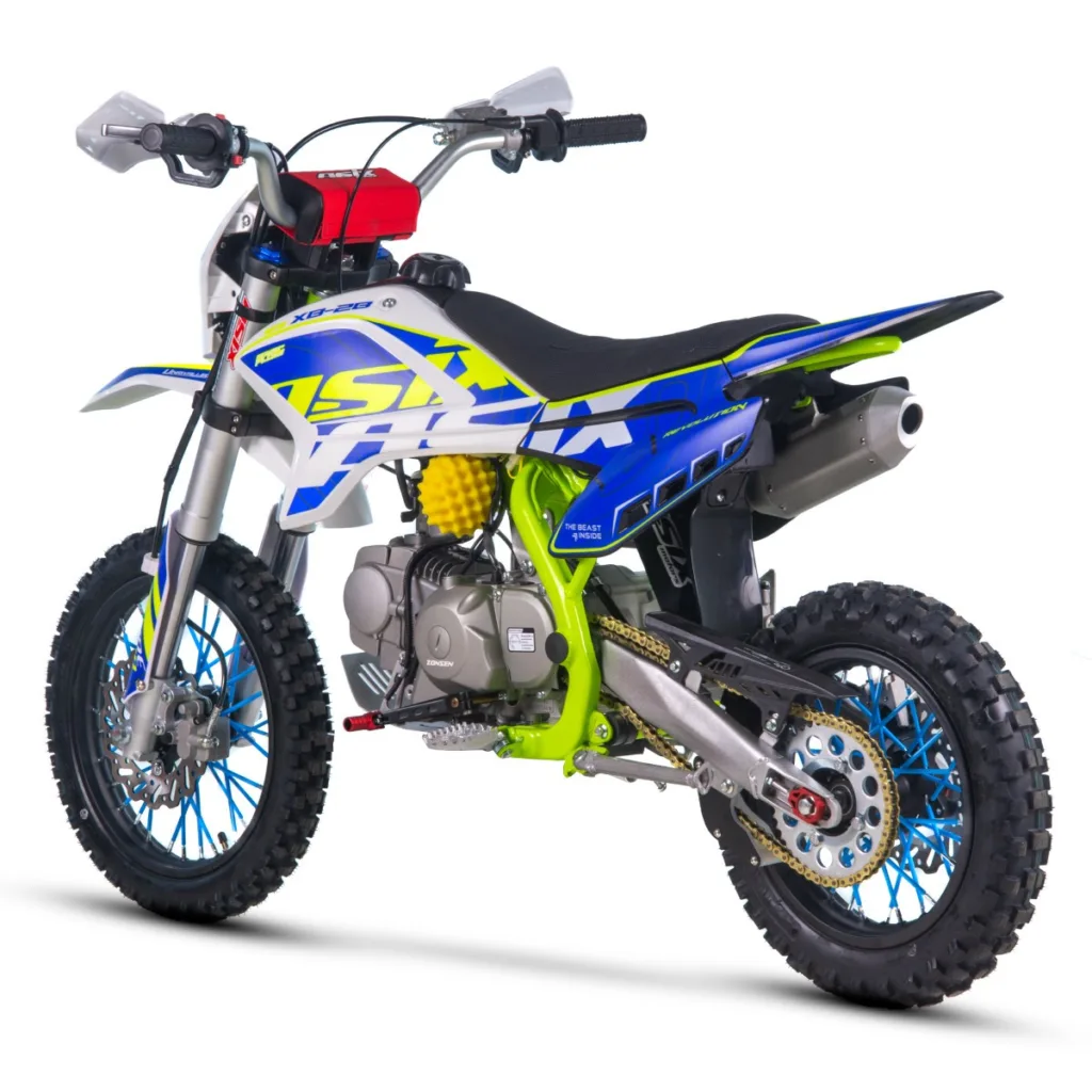 Motocicleta Enduro/Cross Asix XB28 125cc, 4T, roti 14"/12", cu far, pornire electromotor/picior, culoare lime/albastru [4]