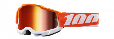 Ochelari - Ochelari cross/atv 100% Accuri Junior Matigofun, lentila oglinda, culoare rama alb/portocaliu