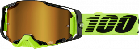 Ochelari - Ochelari cross/atv 100% Armega Neon Yel, lentila oglinda, culoare rama negru/galben neon