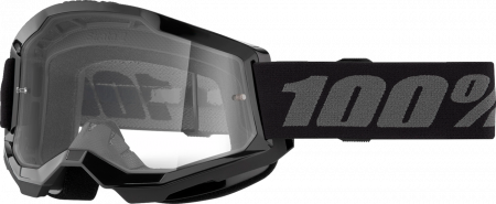Echipament Cross  & ATV - Ochelari cross/atv 100% Strata 2 Black, lentila transparenta, culoare rama negru
