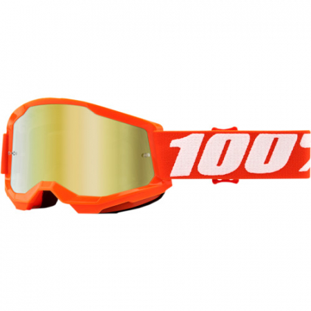 Ochelari - Ochelari cross/atv 100% Strata 2 Copii, lentila oglinda, culoare rama portocaliu