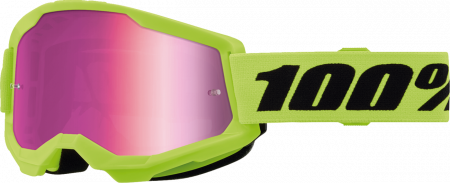 Echipament Cross  & ATV - Ochelari cross/atv 100% Strata 2 Junior Neon, lentila oglinda, culoare rama galben neon
