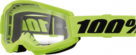 Echipament Cross  & ATV - Ochelari cross/atv 100% Strata 2 Junior Neon, lentila transparenta, culoare rama galben neon