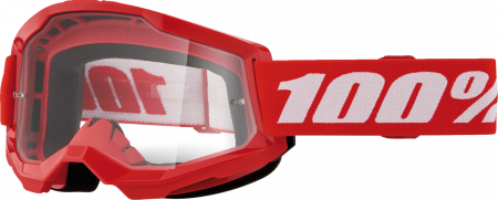Echipament Cross  & ATV - Ochelari cross/atv 100% Strata 2 Junior Red, lentila transparenta, culoare rama rosu