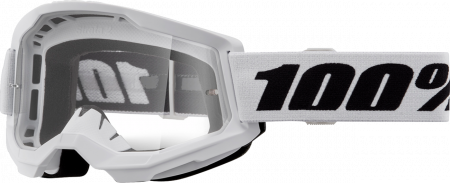 Echipament Cross  & ATV - Ochelari cross/atv 100% Strata 2 Junior White, lentila transparenta, culoare rama alb