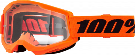 Echipament Cross  & ATV - Ochelari cross/atv 100% Strata 2 Neon Org, lentila transparenta, culoare rama portocaliu