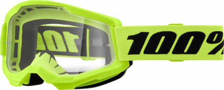 Echipament Cross  & ATV - Ochelari cross/atv 100% Strata 2 Neon Yel, lentila transparenta, culoare rama galben neon