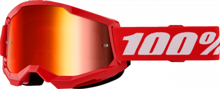 Echipament Cross  & ATV - Ochelari cross/atv 100% Strata 2 Red, lentila oglinda, culoare rama rosu