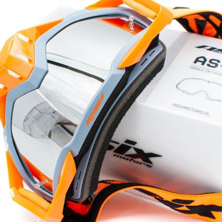 Ochelari cross/atv/enduro, Asix AS1, lentila argintie, culoare rama gri/portocaliu mat [3]