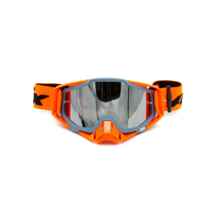 Ochelari - Ochelari cross/atv/enduro, Asix AS1, lentila argintie, culoare rama gri/portocaliu mat