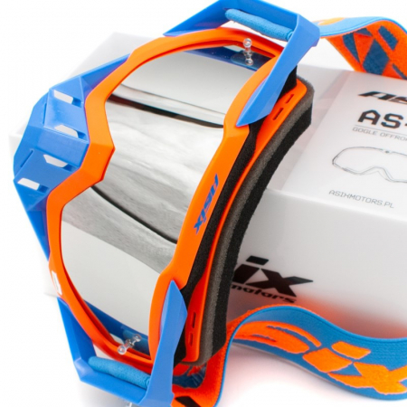Ochelari cross/atv/enduro, Asix AS1, lentila argintiu, culoare rama portocaliu/albastru mat [3]