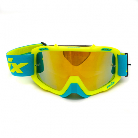 Ochelari - Ochelari cross/atv/enduro, Asix AS2, lentila galbena, culoare rama lime/albastru mat
