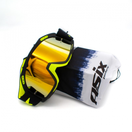 Ochelari cross/atv/enduro, Asix AS2, lentila galbena, culoare rama lime/negru mat [2]