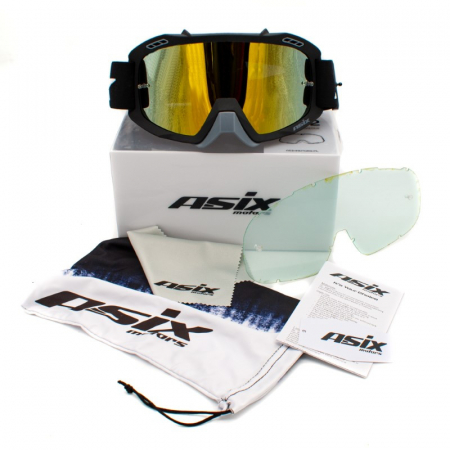 Ochelari cross/atv/enduro, Asix AS2, lentila galbena, culoare rama negru/gri mat [1]