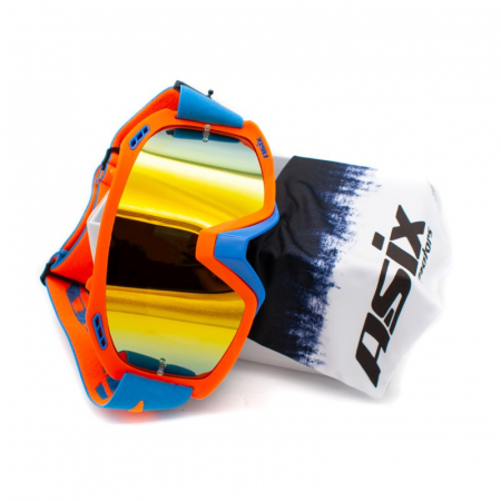 Ochelari cross/atv/enduro, Asix AS2, lentila galbena, culoare rama portocaliu/albastru mat [2]