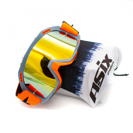 Ochelari cross/atv/enduro, Asix AS2, lentila galbena, culoare rama portocaliu/gri mat [2]