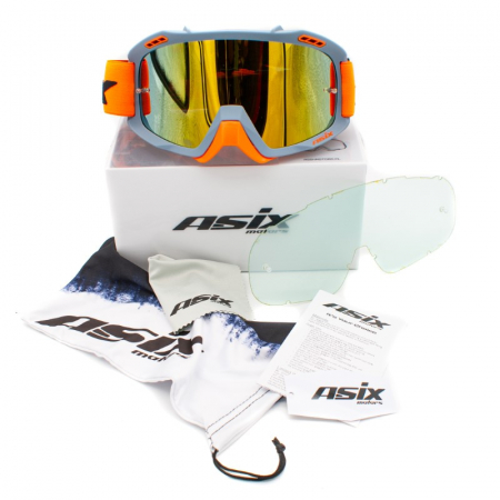 Ochelari cross/atv/enduro, Asix AS2, lentila galbena, culoare rama portocaliu/gri mat [1]