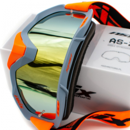 Ochelari cross/atv/enduro, Asix AS2, lentila galbena, culoare rama portocaliu/gri mat [3]