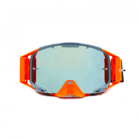 Ochelari - Ochelari cross/atv/enduro, Asix AS3, lentila albastra, culoare rama gri/portocaliu mat